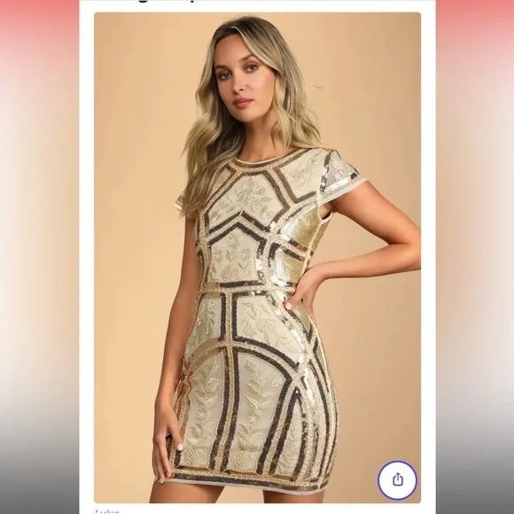 Lulus | Dresses | Gold Sequin Mini Dress | Poshmark